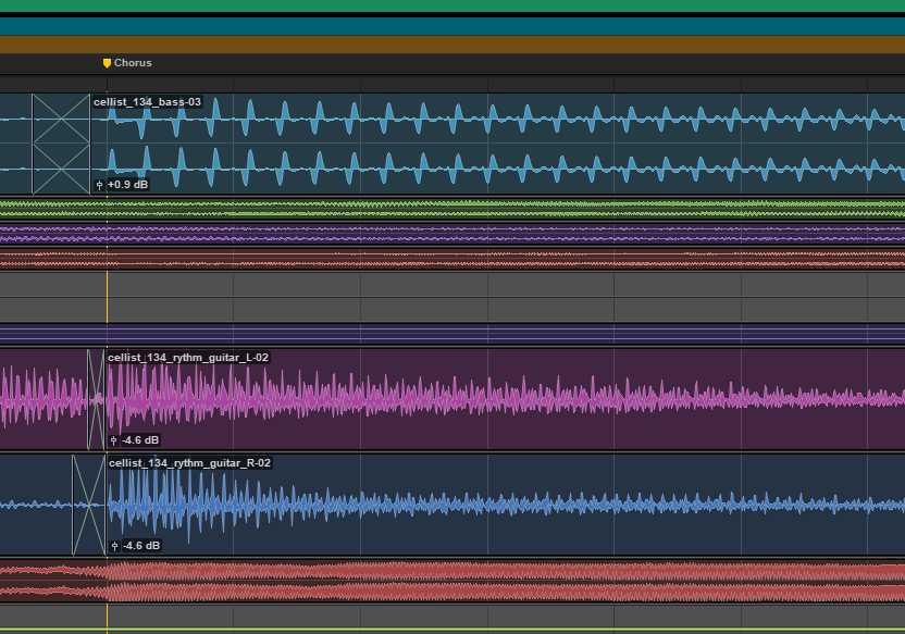 Digitaalisen äänityöaseman näyttö, jossa näkyy musiikin muokkaus Pro Toolsissa.